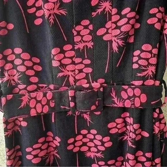 BODEN 12R WOMENS LINED DARK BLUE/PINK BELTED SHORT SLEEVE CAREER SCHOOL DRESS - Picture 4 of 11